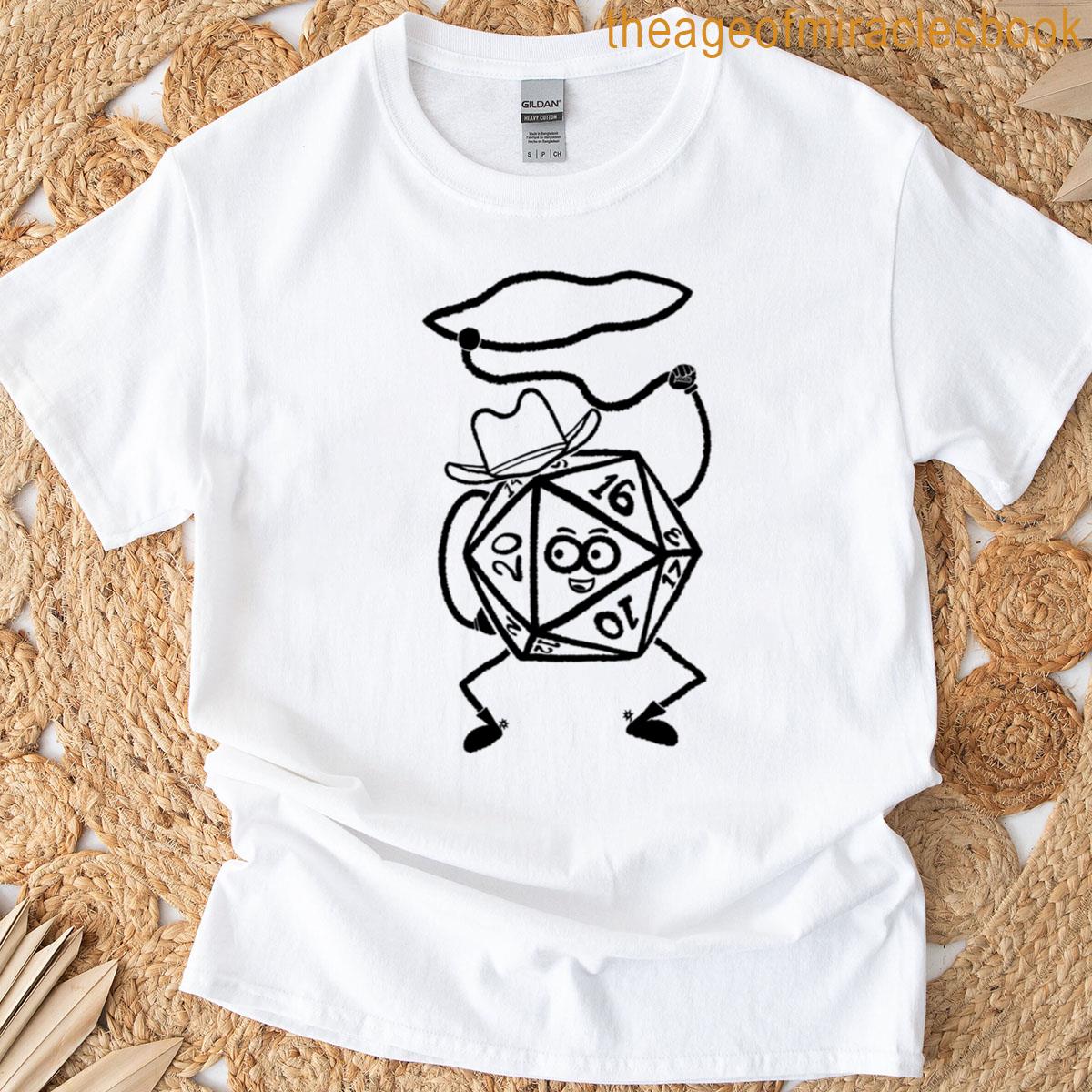 D20 Cowboy Cartoon Black T-shirt