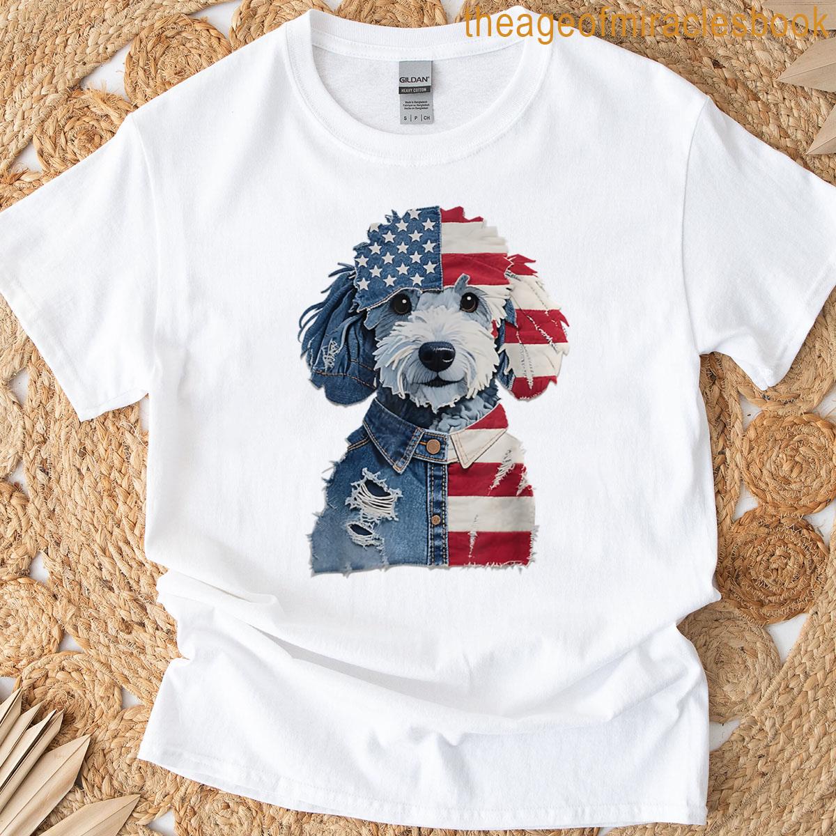 Mens Independence Day Dog Pattern Art T-shirt