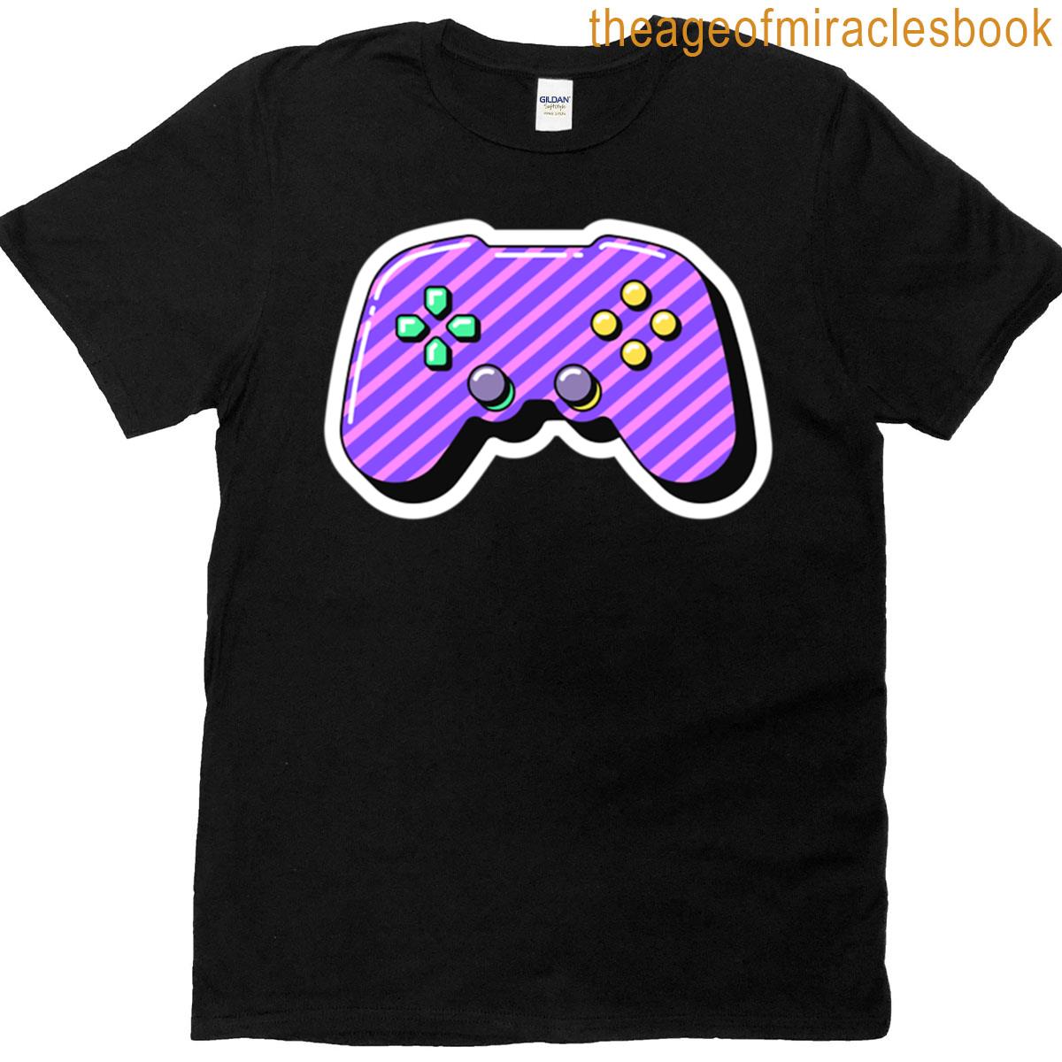 Purple Gamepad With Striped Pattern Pop Art T-shirt