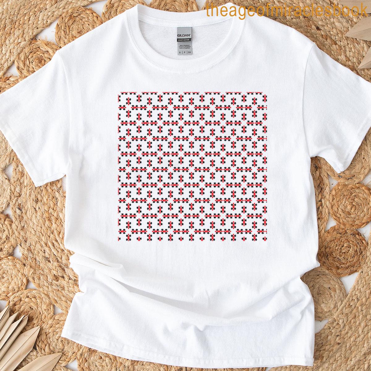 Red Black Card Suit Matrix Modern Casino Grid Pattern T-shirt
