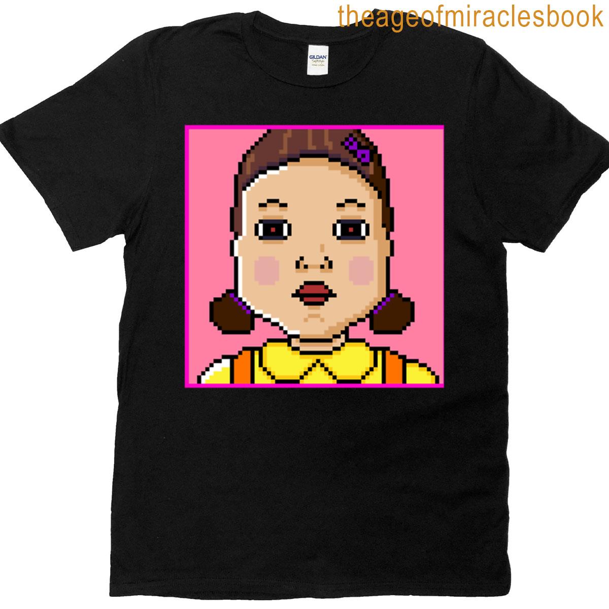 Squid Game Young-hee Pixel Art Portrait T-shirt
