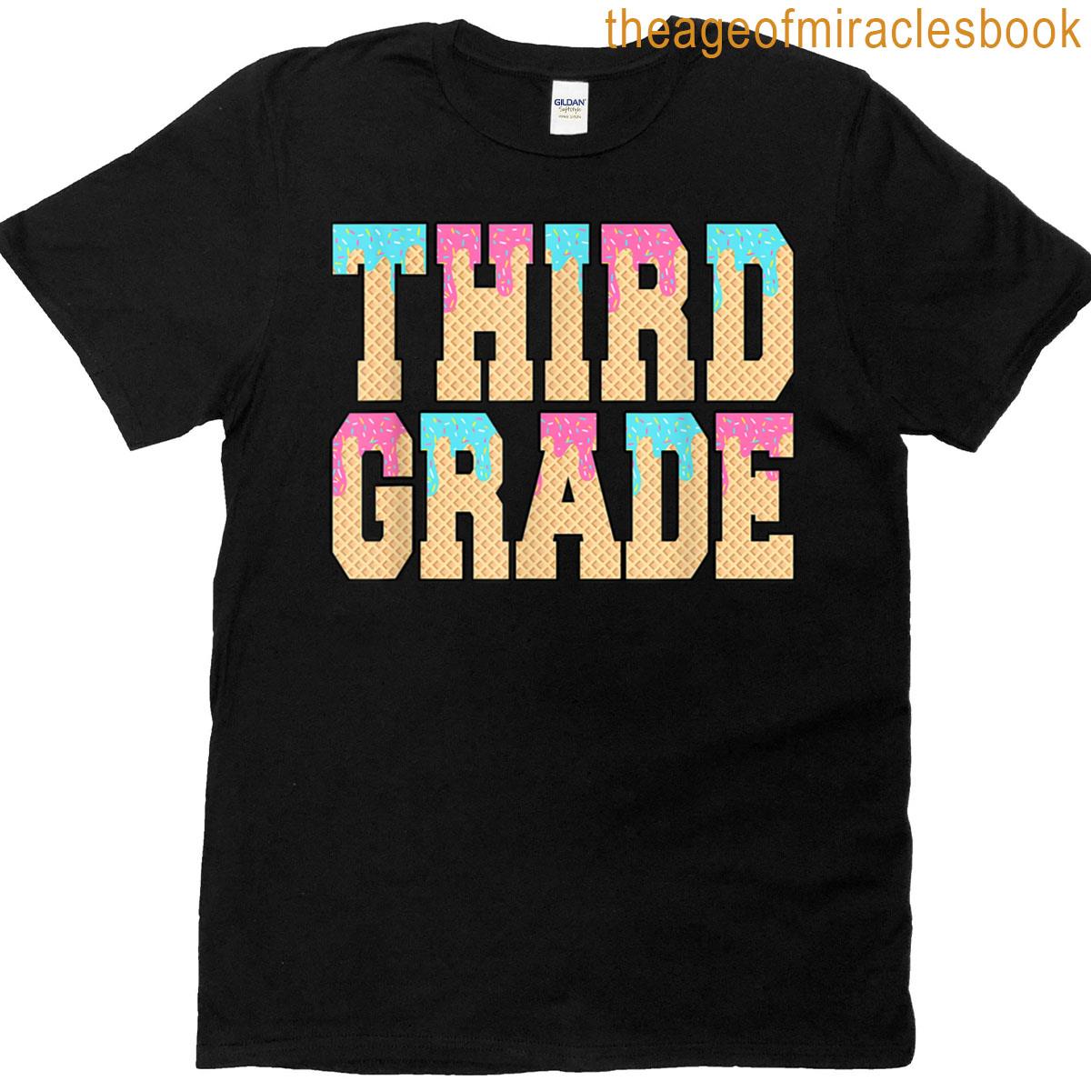 Third Grade Teacher Back To School Baseball Drip Ice Cream T-shirt