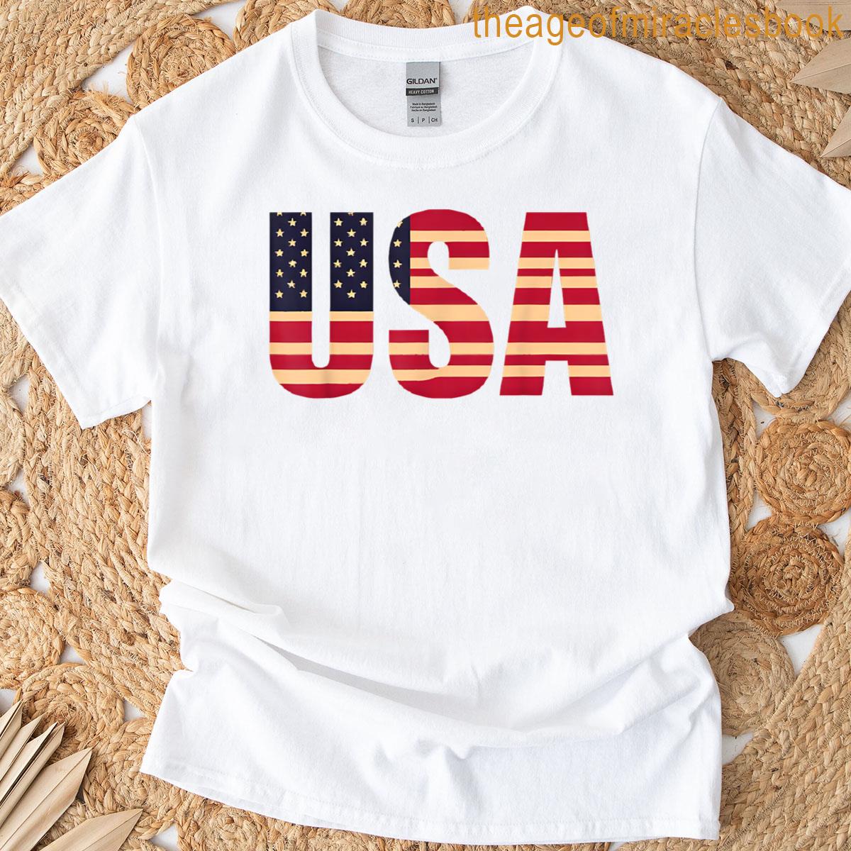 Usa Map With Flag Design T-shirt