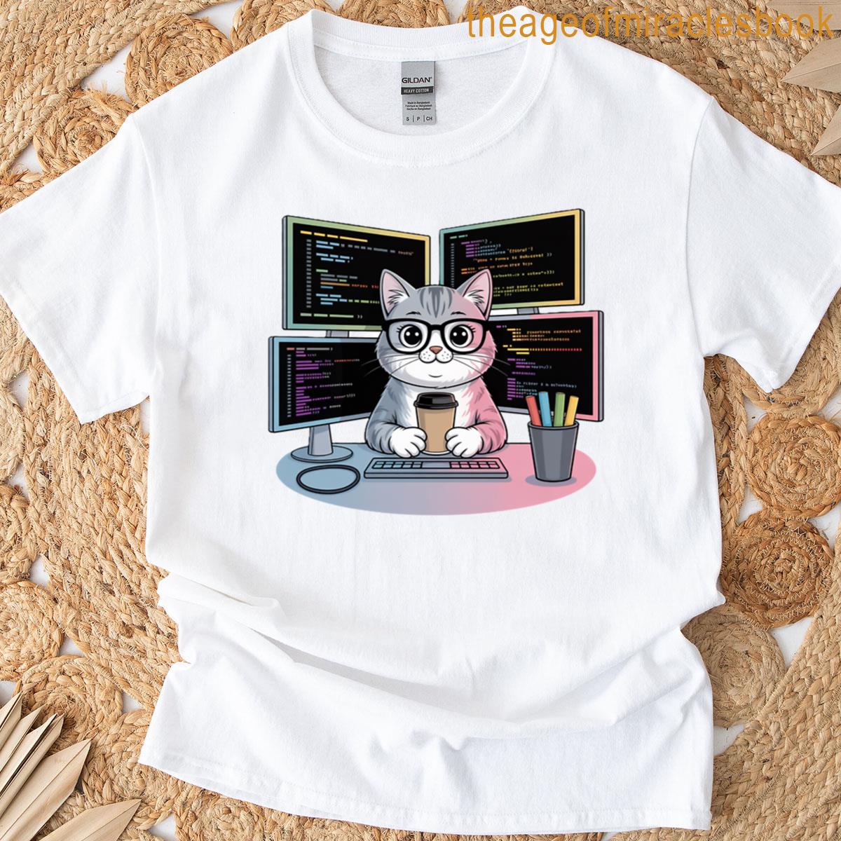 Cat Programmer Tee Funny Coder Cat T-shirt