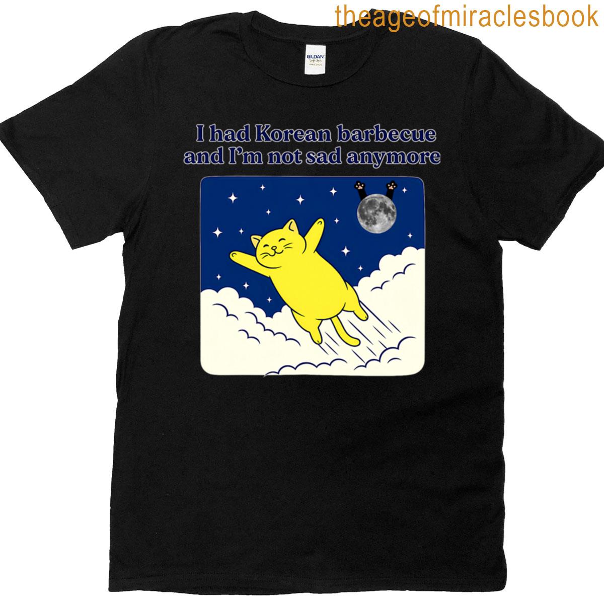 Cheerful Flying Cat In Night Clouds T-shirt