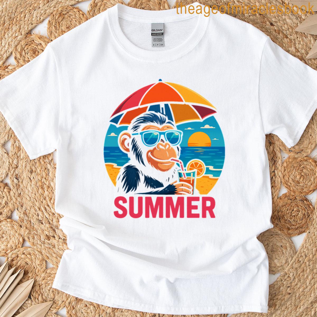 Chill Summer Monkey Beach Vibes Cool Sips T-shirt