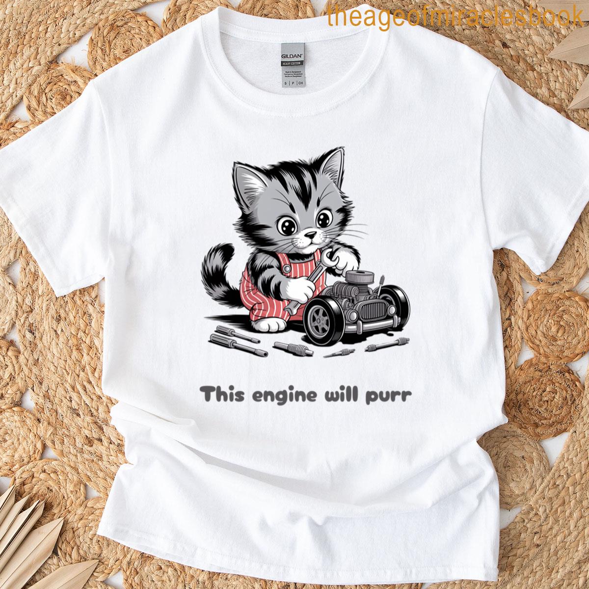 Cute Kitten Building An Engine Oversized T-shirt