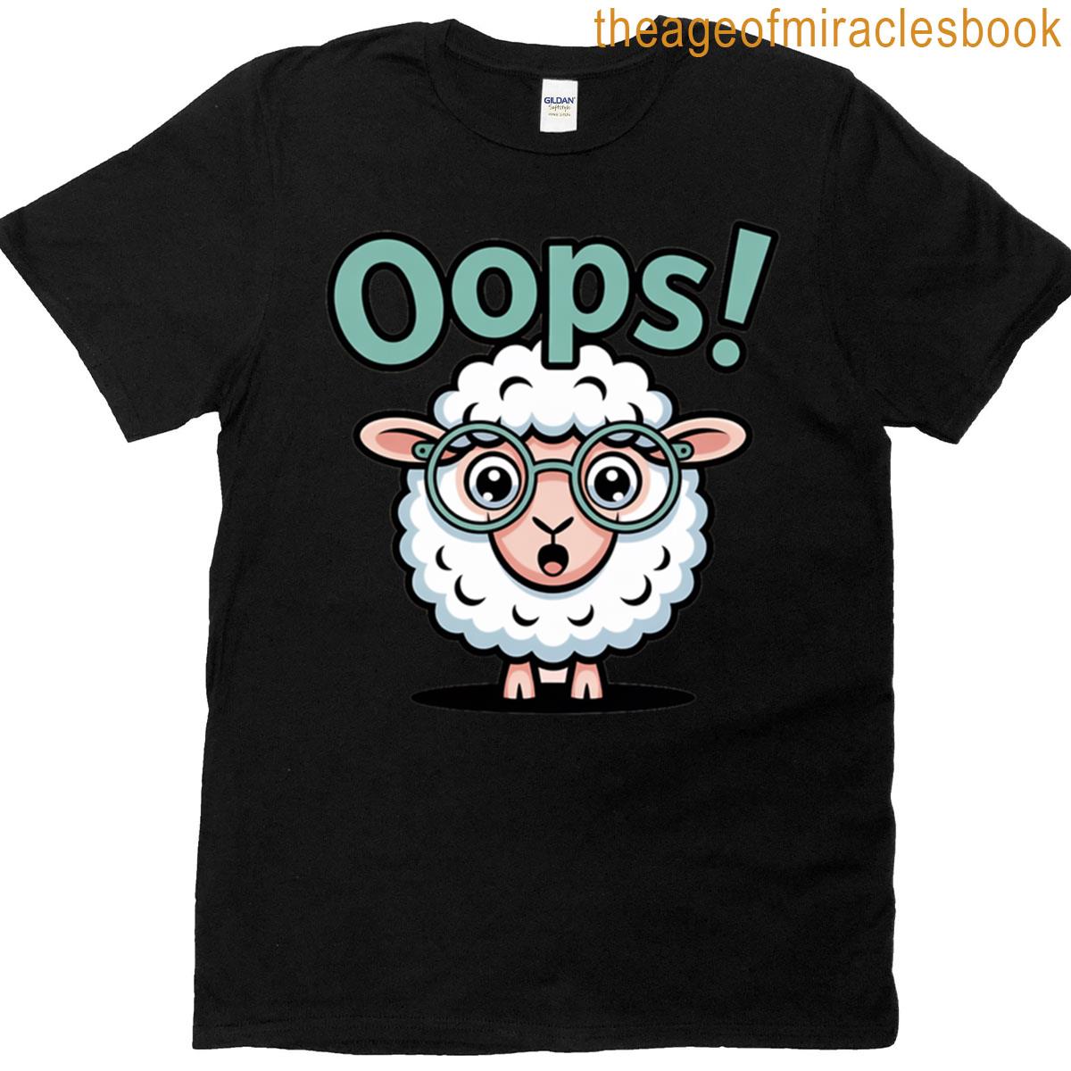 Funny Oops Sheep Cartoon Cute Mistake Animal Expression T-shirt