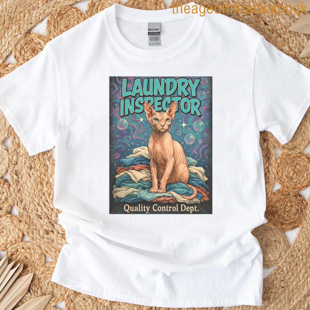 Laundry Inspector Funny Sphynx Cat 90s Bootleg Rap Tee T-shirt