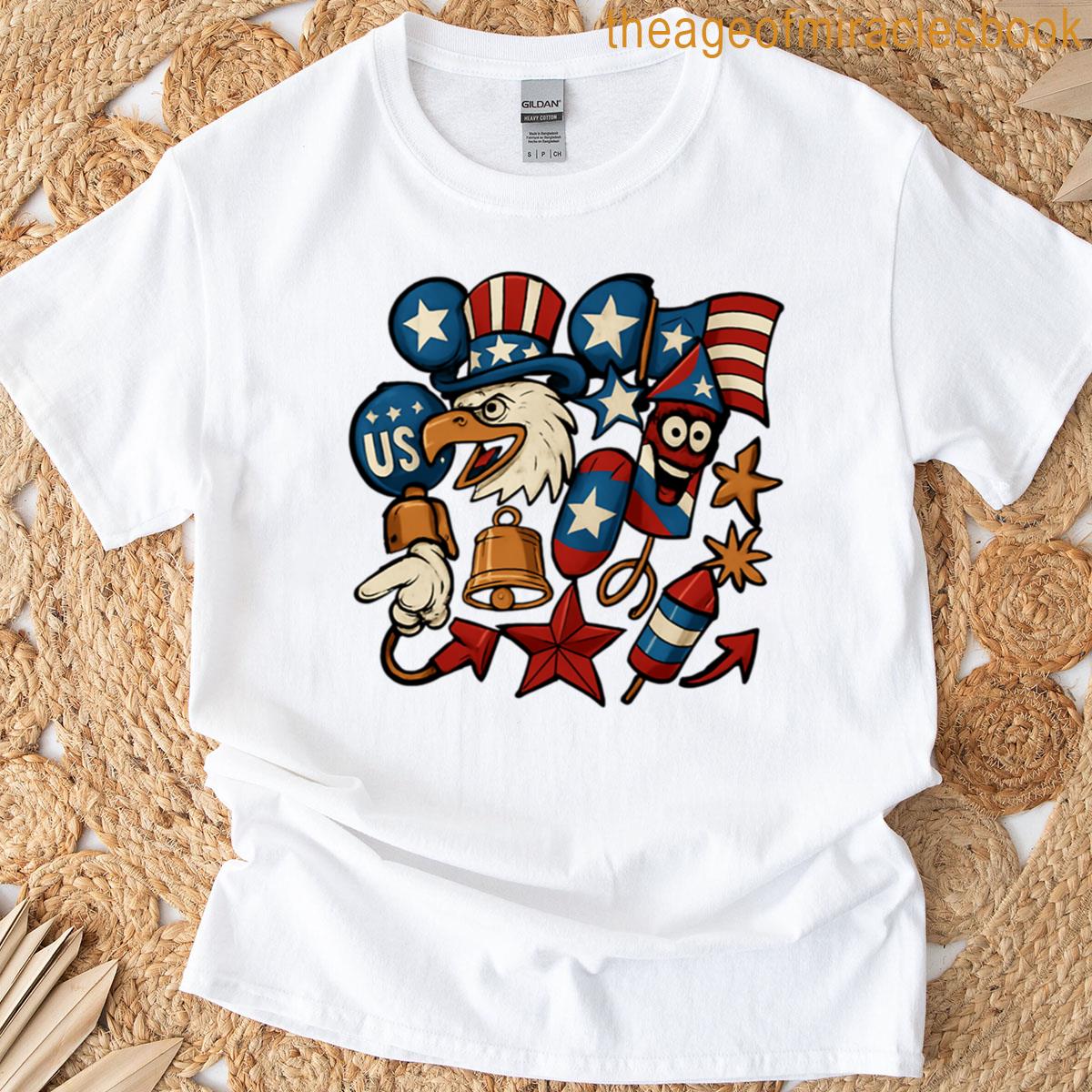 Patriotic Graffiti Graphic Design T-shirt