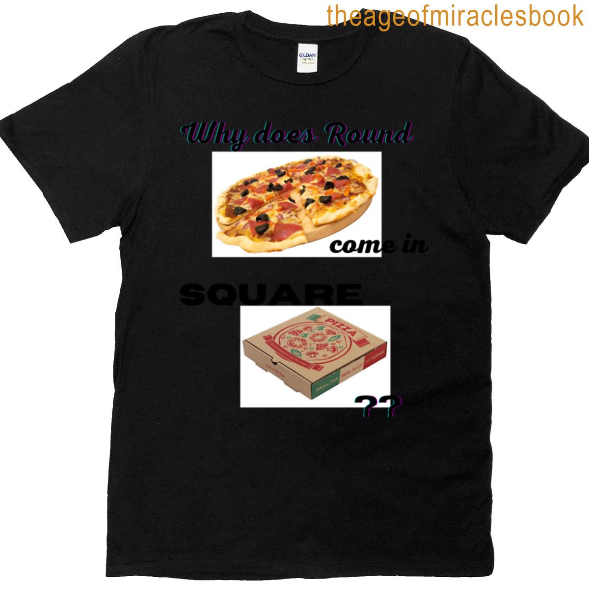 Round Pizza In Square Boxes Oversized T-shirt