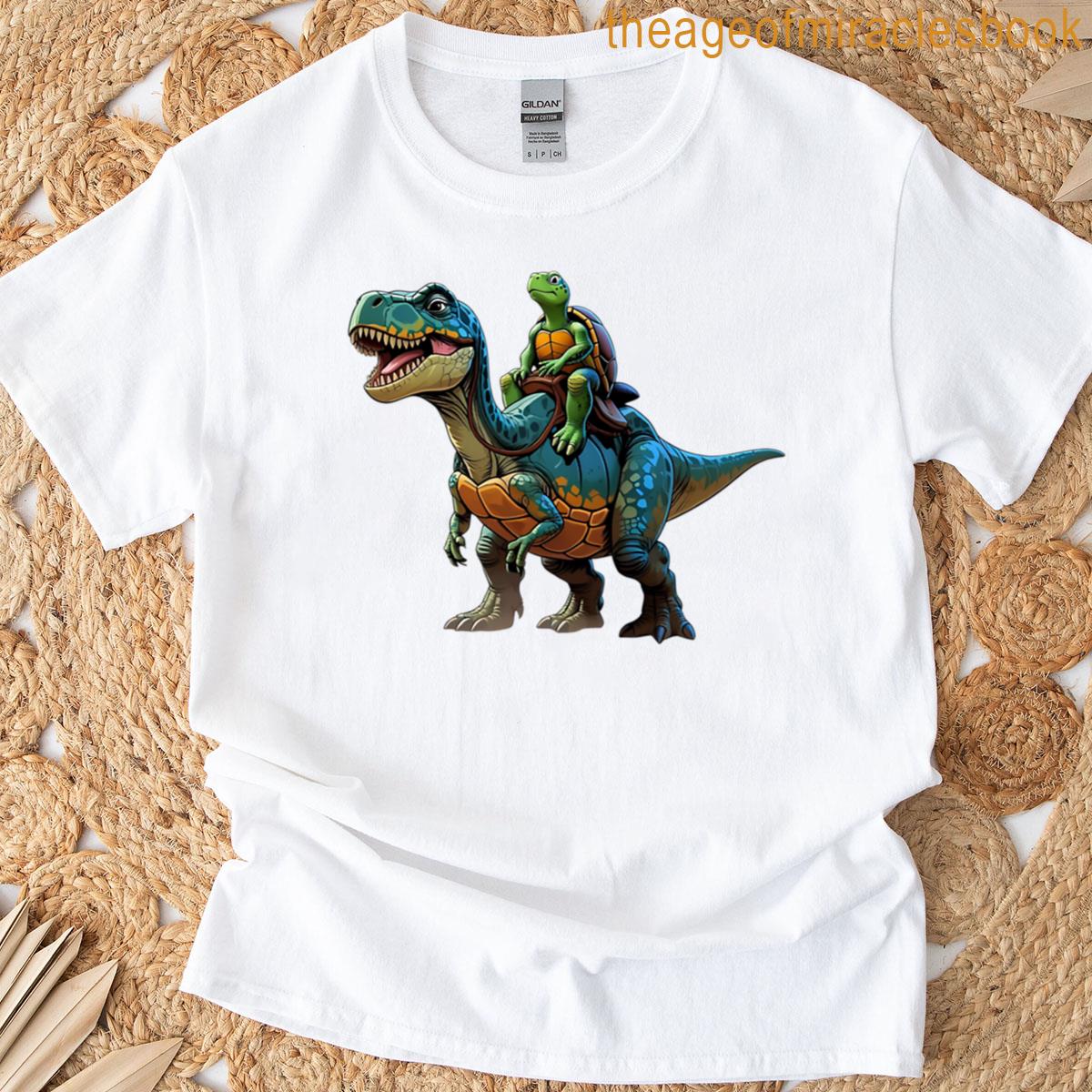 Turtle Riding On A Dinosaur T-shirt