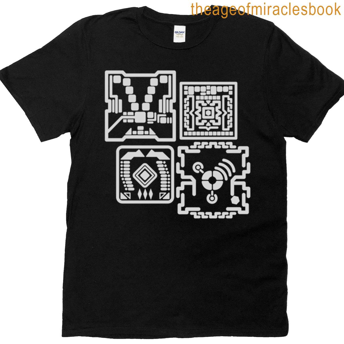 Abstract Geometric Forms Gears Noir T-shirt