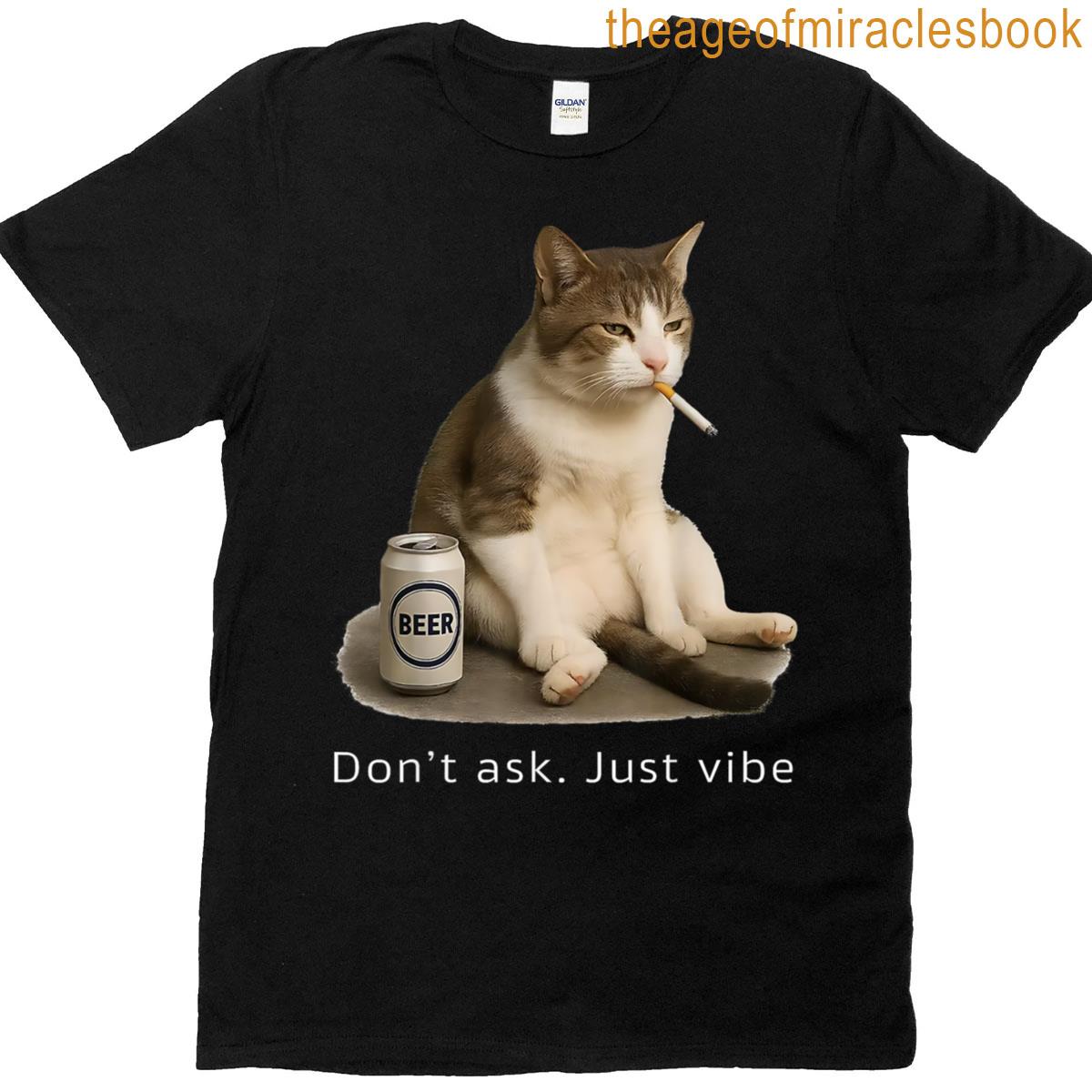 Cigarette Kitten Funny Smoking Cat Meme Stupid Brainrot T-shirt
