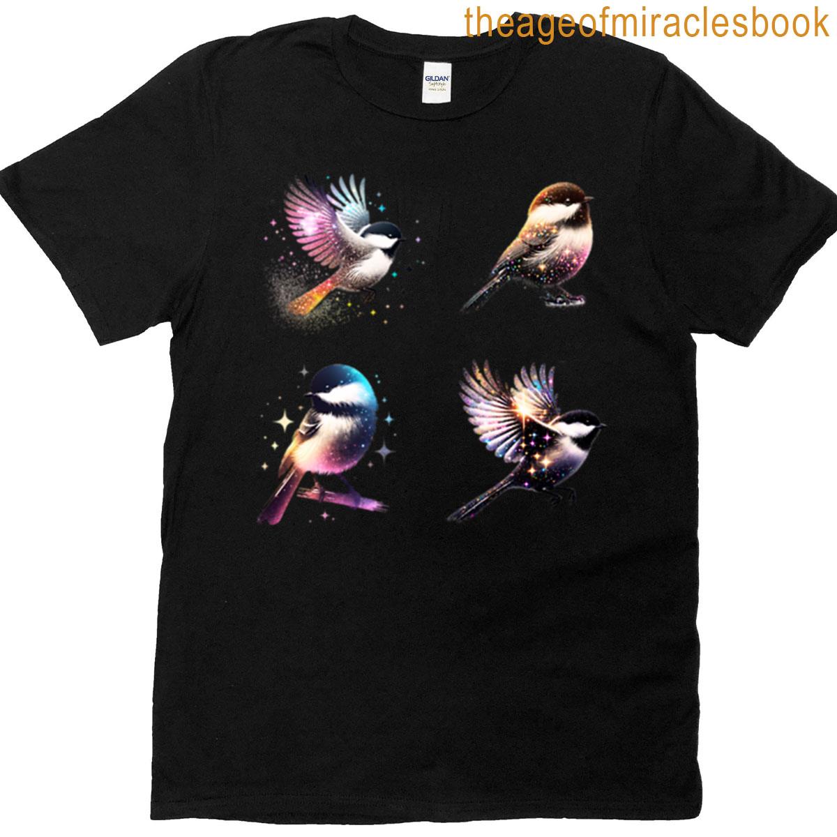 Glitter Black Capped Chickadee Birds T-shirt