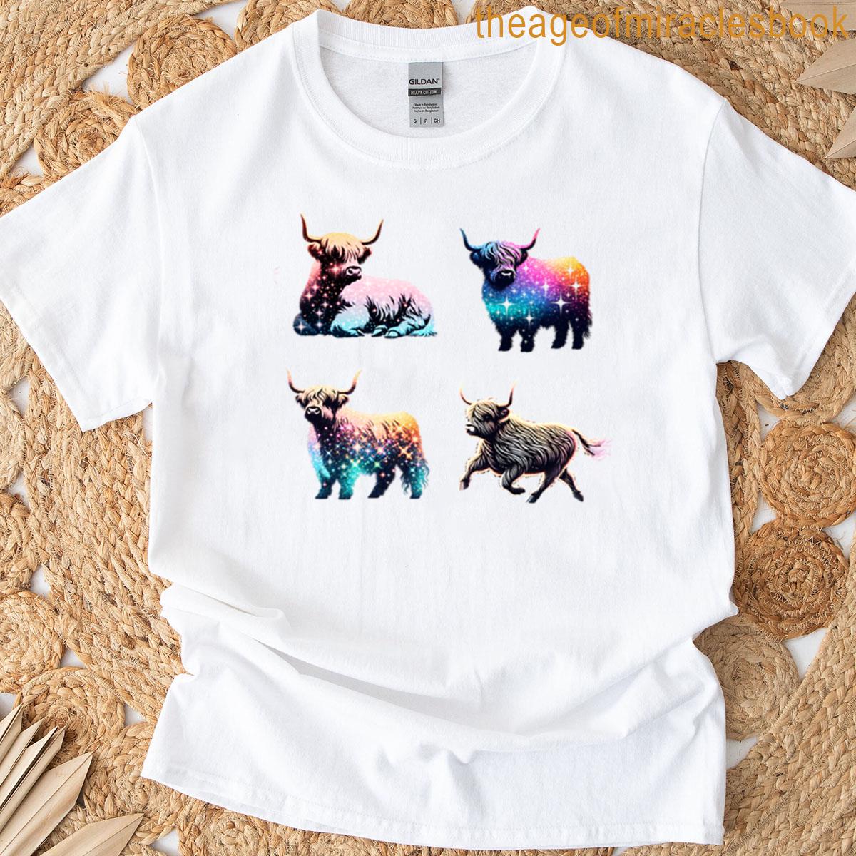 Glitter Scottish Highland Cows T-shirt