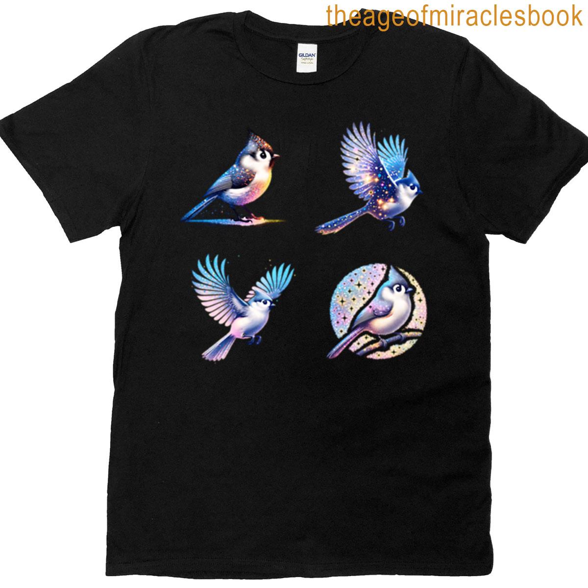 Glitter Tufted Titmouse Birds T-shirt
