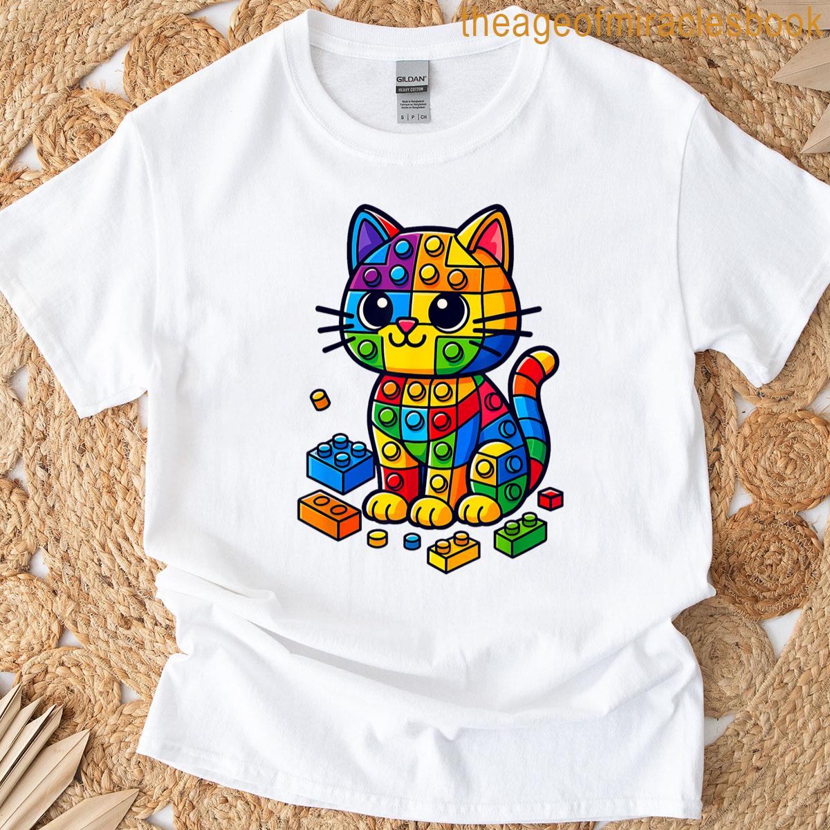 Master Builder Cat Lover Brick Builders Kid Building Blocks T-shirt