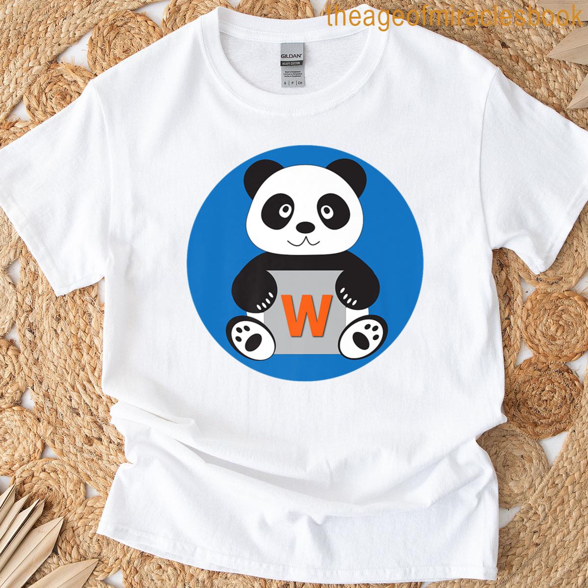 Monogram W With Illustrated Panda – Cute Premium T-shirt