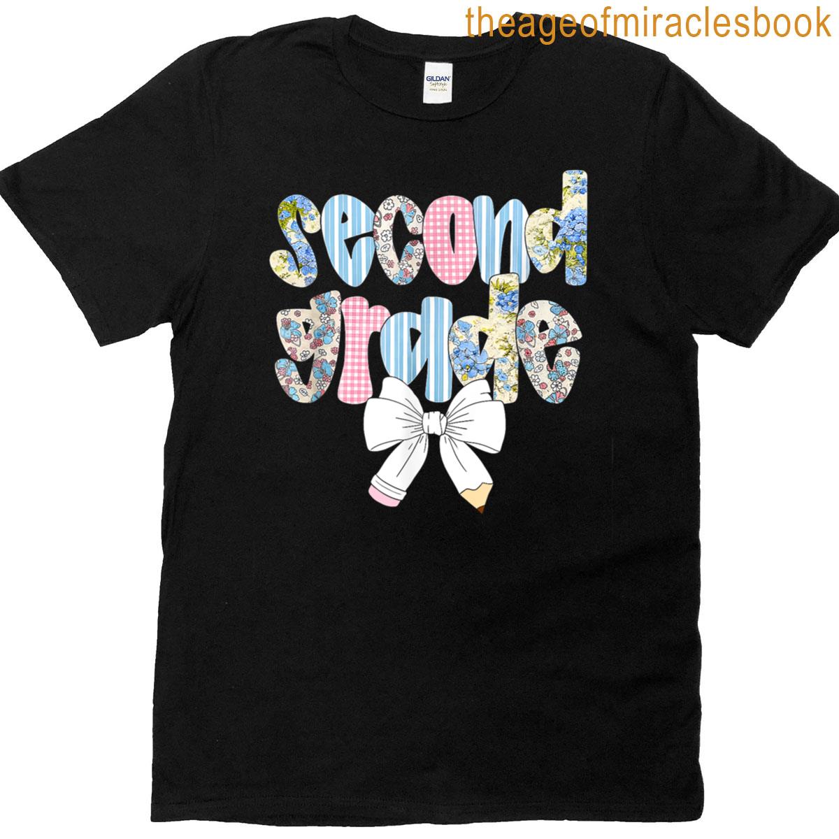 Second Grade Coquette Bow Pencil First Day Back To School T-shirt