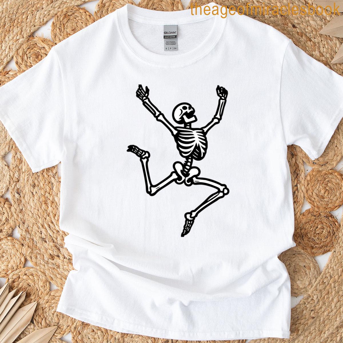 Dancing Skeleton Cartoon Pattern For Halloween Fans T-shirt