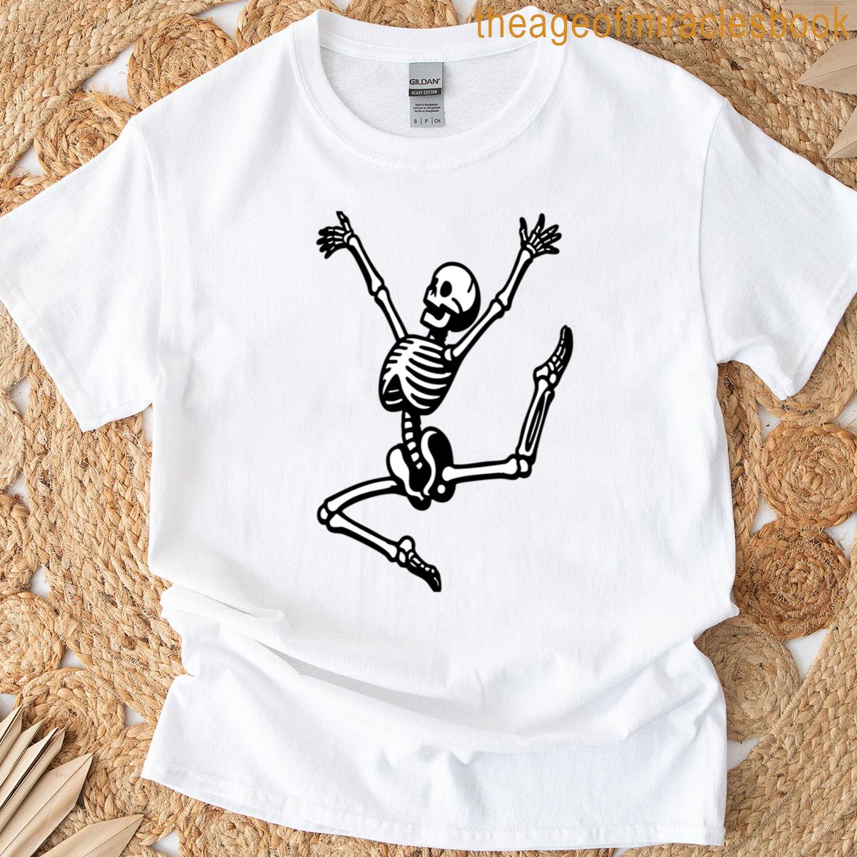 Dancing Skeleton Pattern Halloween Artwork T-shirt