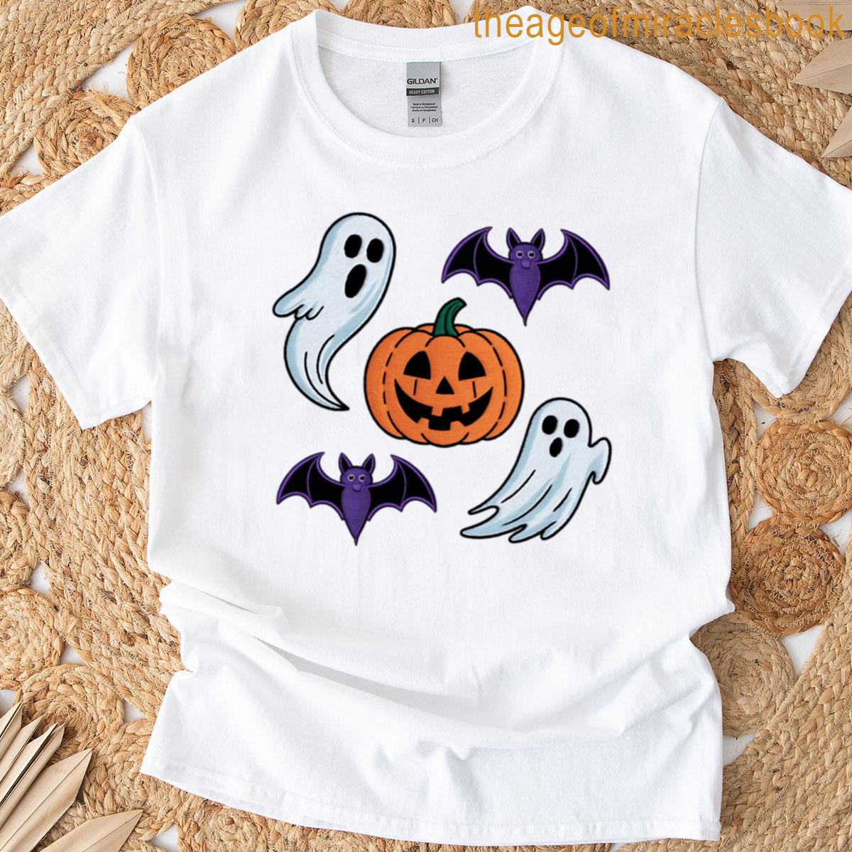 Ghosts Bats And A Halloween Pumpkin T-shirt
