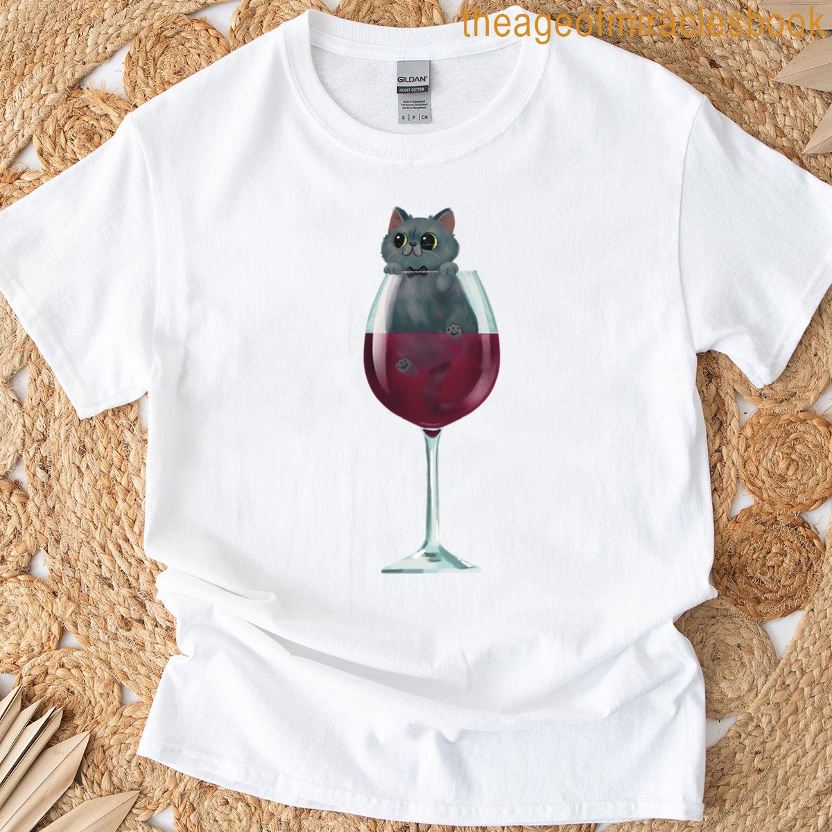Grey Cat In Wine T-shirt