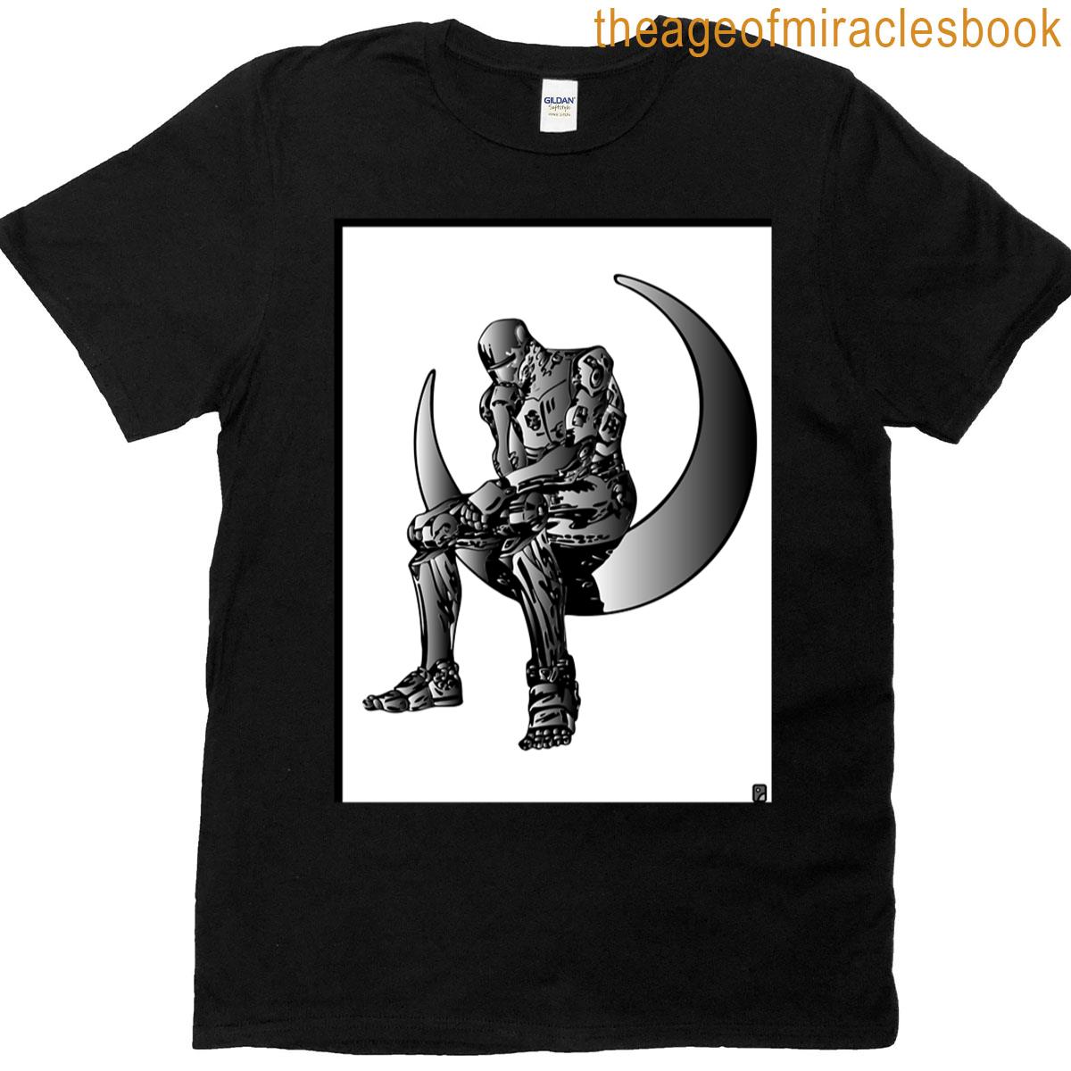 Ink Drawing Modern Thinker Metallic Theme T-shirt