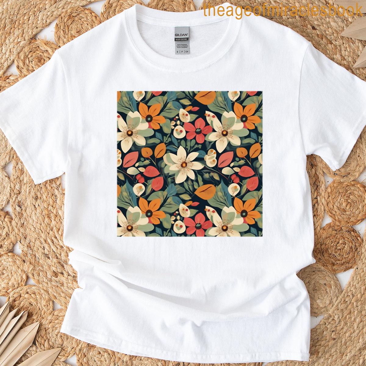 Retro Bloomscape Mid-century Botanicals In Bold Vector T-shirt
