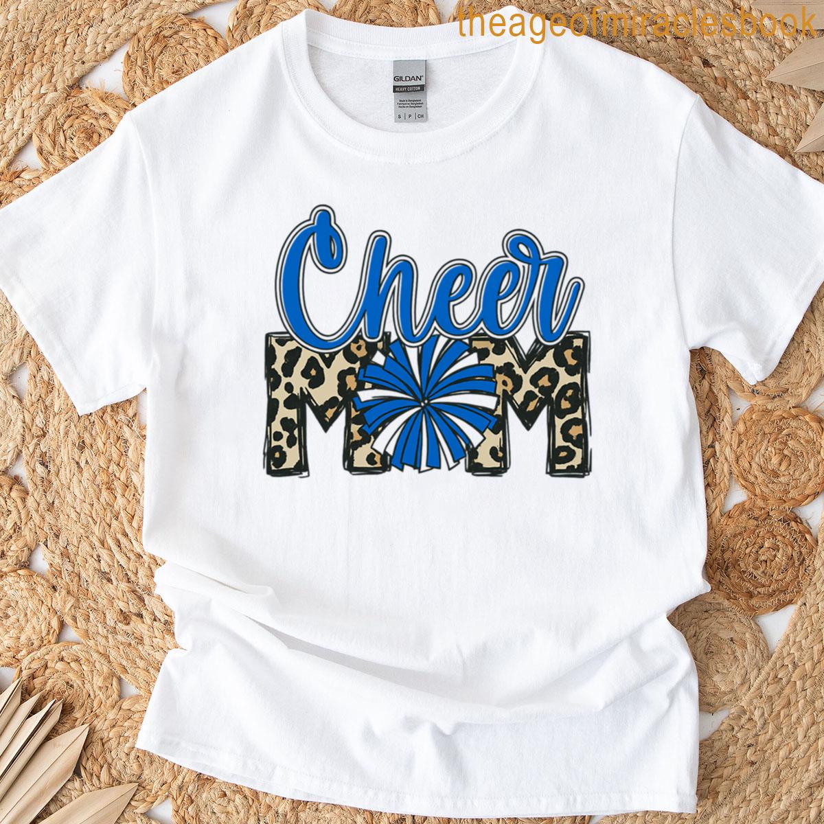 Cheer Mom Leopard Print Pom-pom Design T-shirt