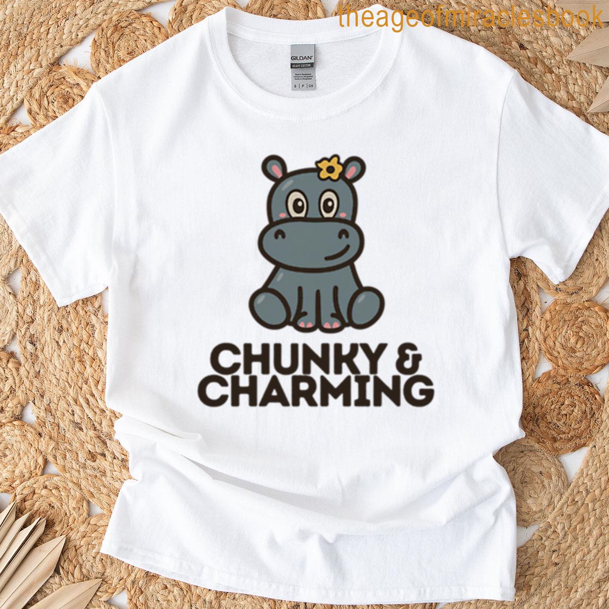 Chunky Charming Cute Hippo With Flower T-shirt