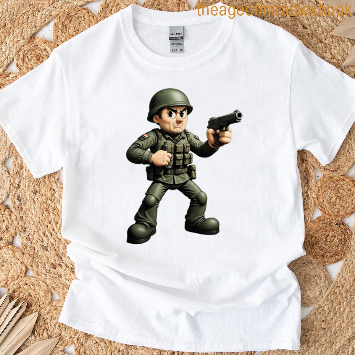 Green Army Man Cartoon T-shirt