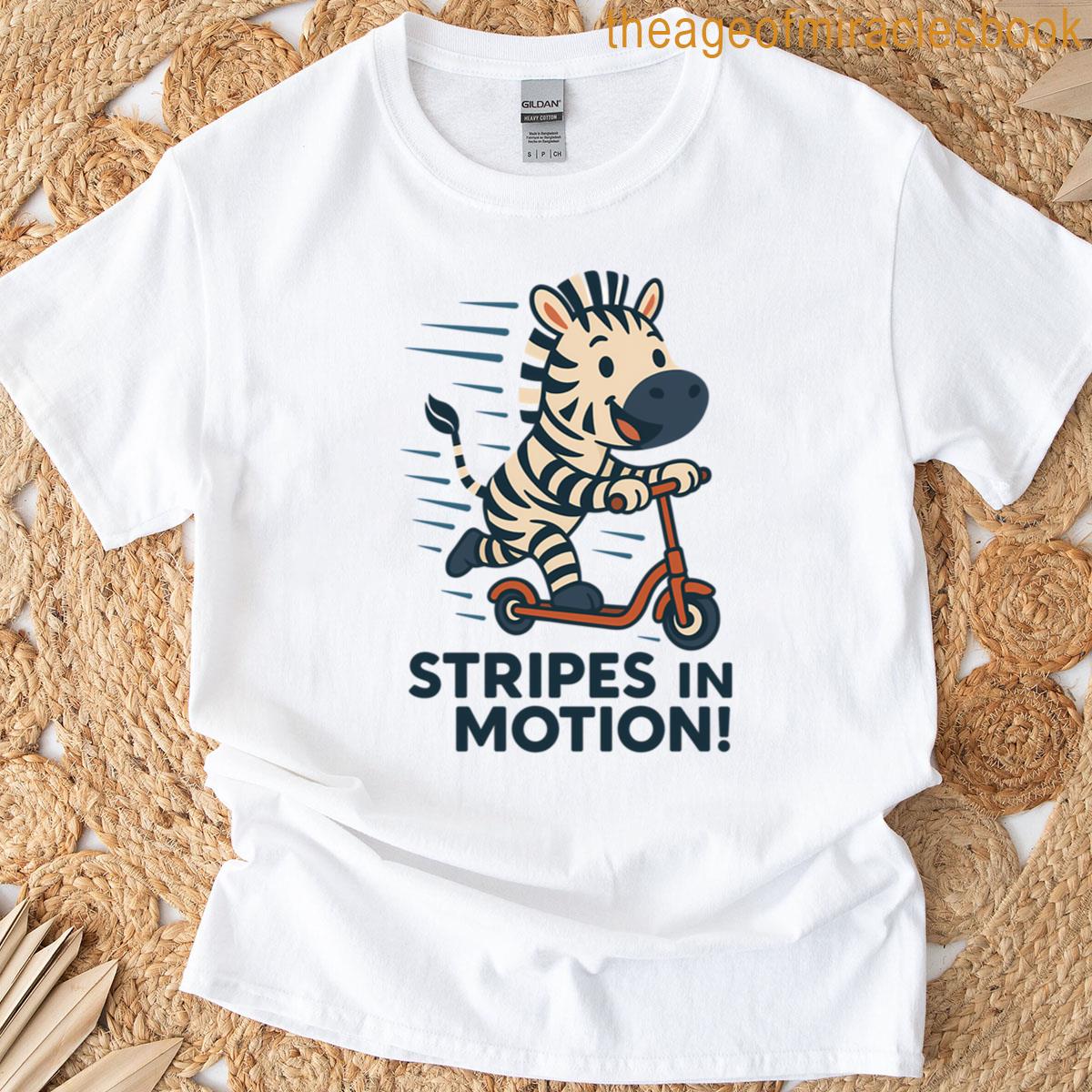 Stripes In Motion Scooter Zebra T-shirt