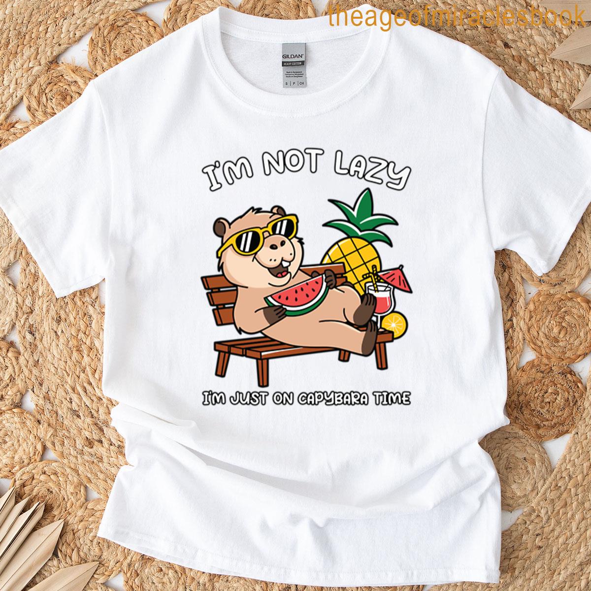 Summer Capybara Im Not Lazy Oversized T-shirt