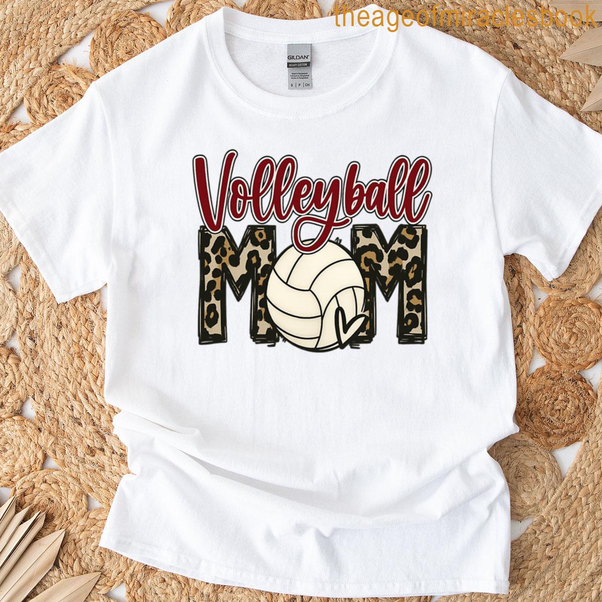 Volleyball Mom Leopard Print Design T-shirt