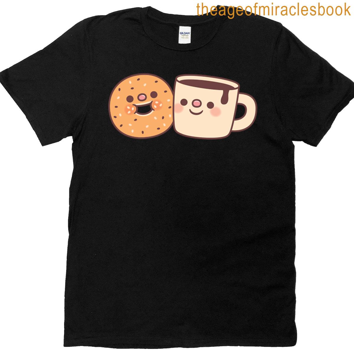 Cute Bagel And Coffee Doodle T-shirt