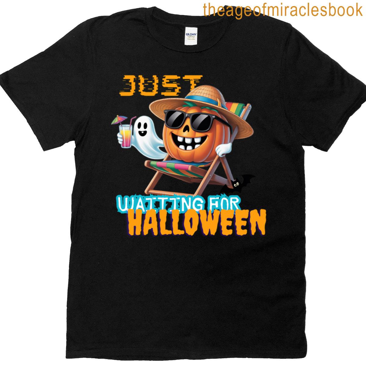 Funny Pumpkin Ghost Summerween Waiting For Halloween T-shirt