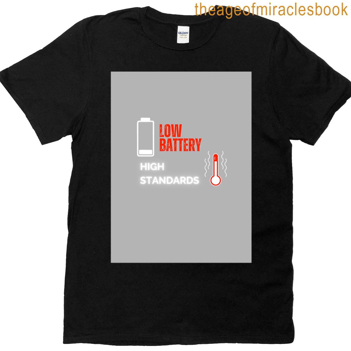 Low Battery High Standards Tee Sarcastic Mood Oversized T-shirt
