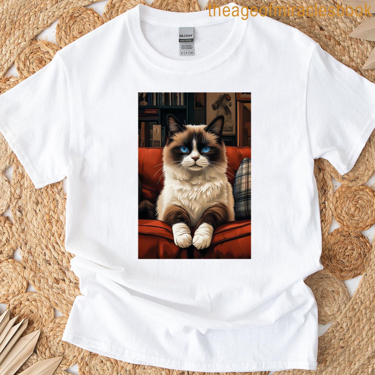 Ragdoll Cat On Red Couch T-shirt