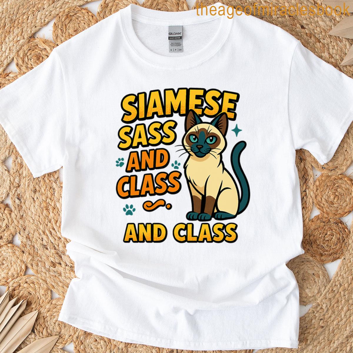 Siamese Sass And Class Comic Cat Design Oversized T-shirt