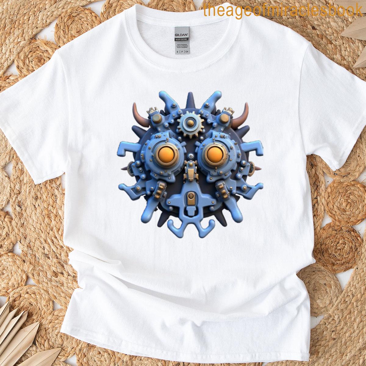 Soft Blue Robot Sci-fi T-shirt