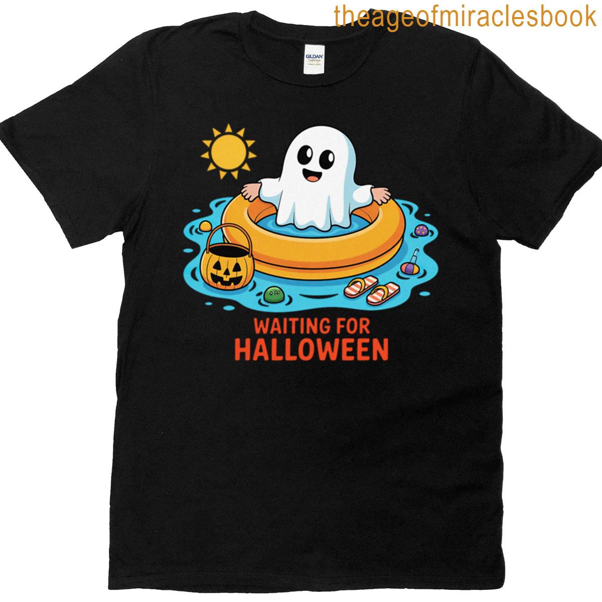 Summerween Waiting For Halloween Ghost Spooky Summer T-shirt