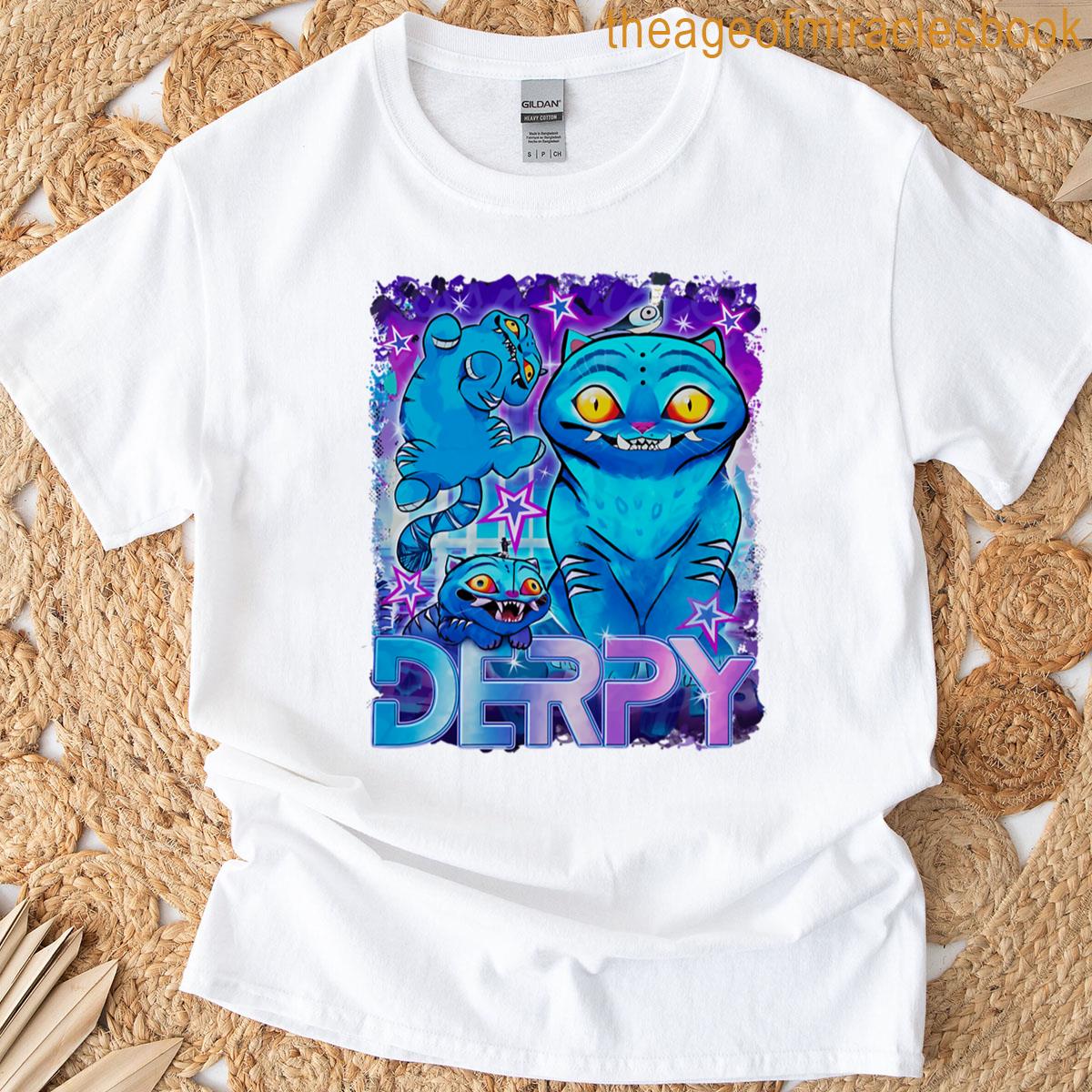 Derpy Cat Funny Blue Tiger Demon Hunter T-shirt