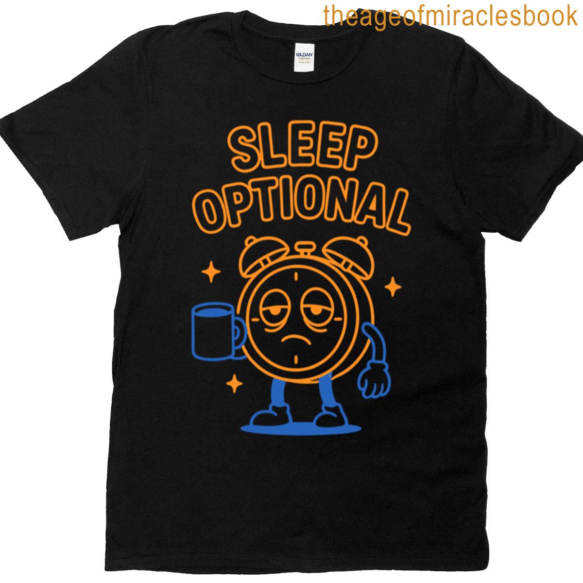 Sleep Optional Funny Alarm Clock With Coffee Boxy T-shirt