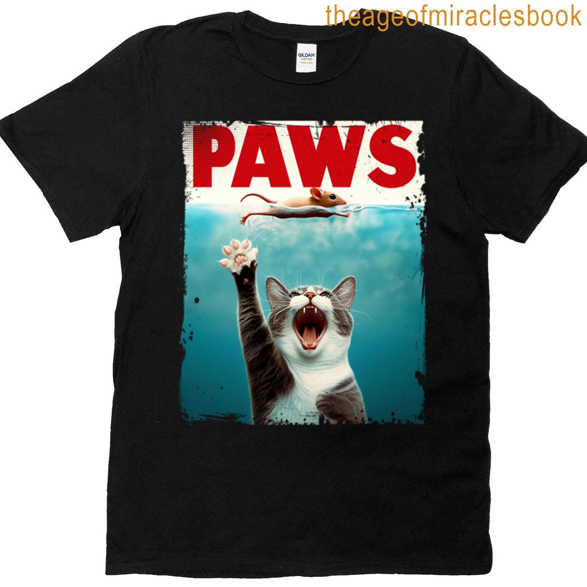 Jaws – Paws Funny Cat Catching A Mouse T-shirt