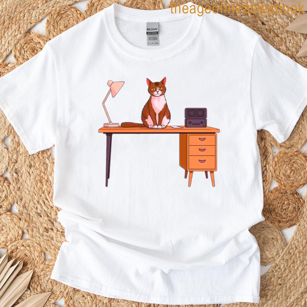 Kitten Sitting On Office Desk T-shirt