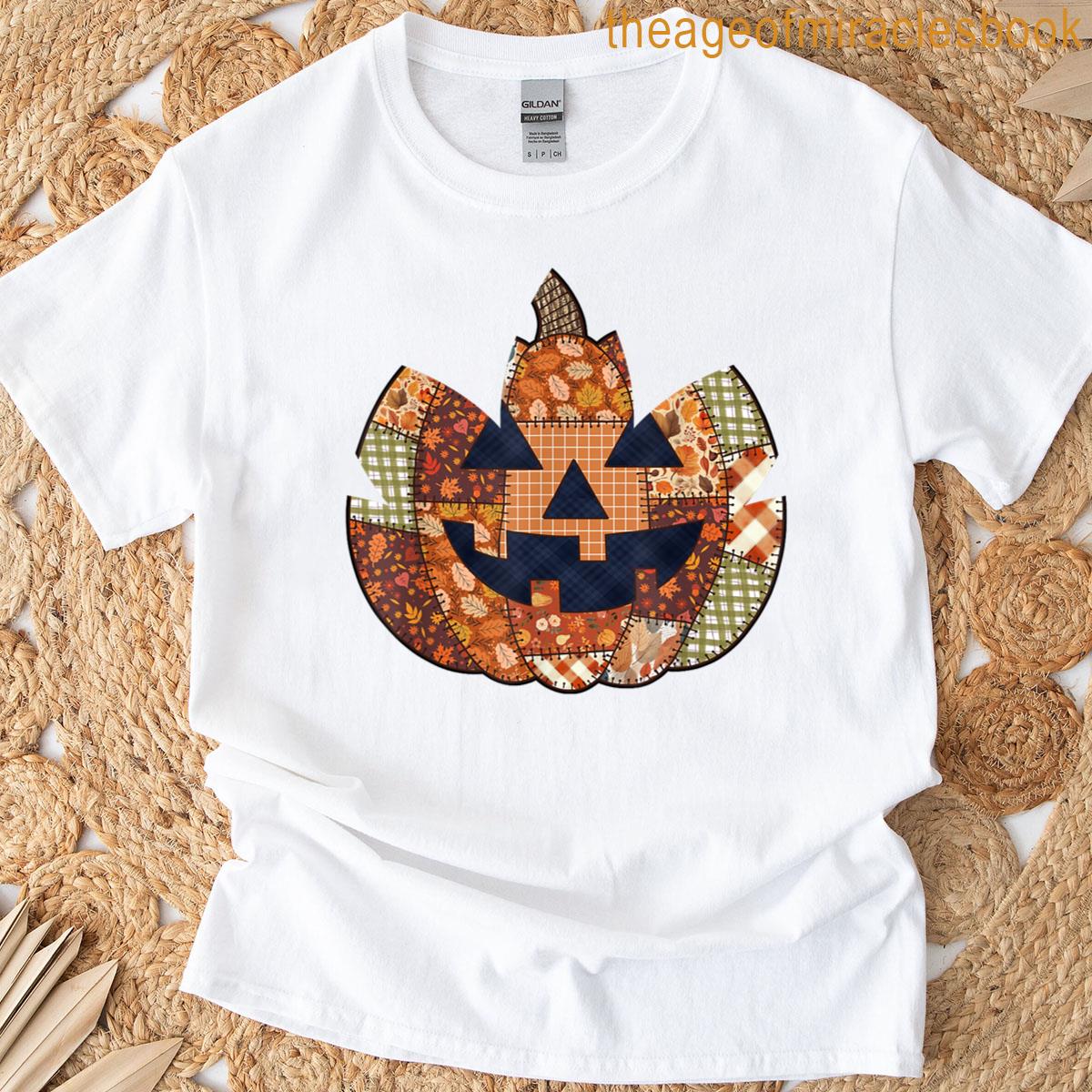 Preppy Floral Patchwork Pumpkin T-shirt