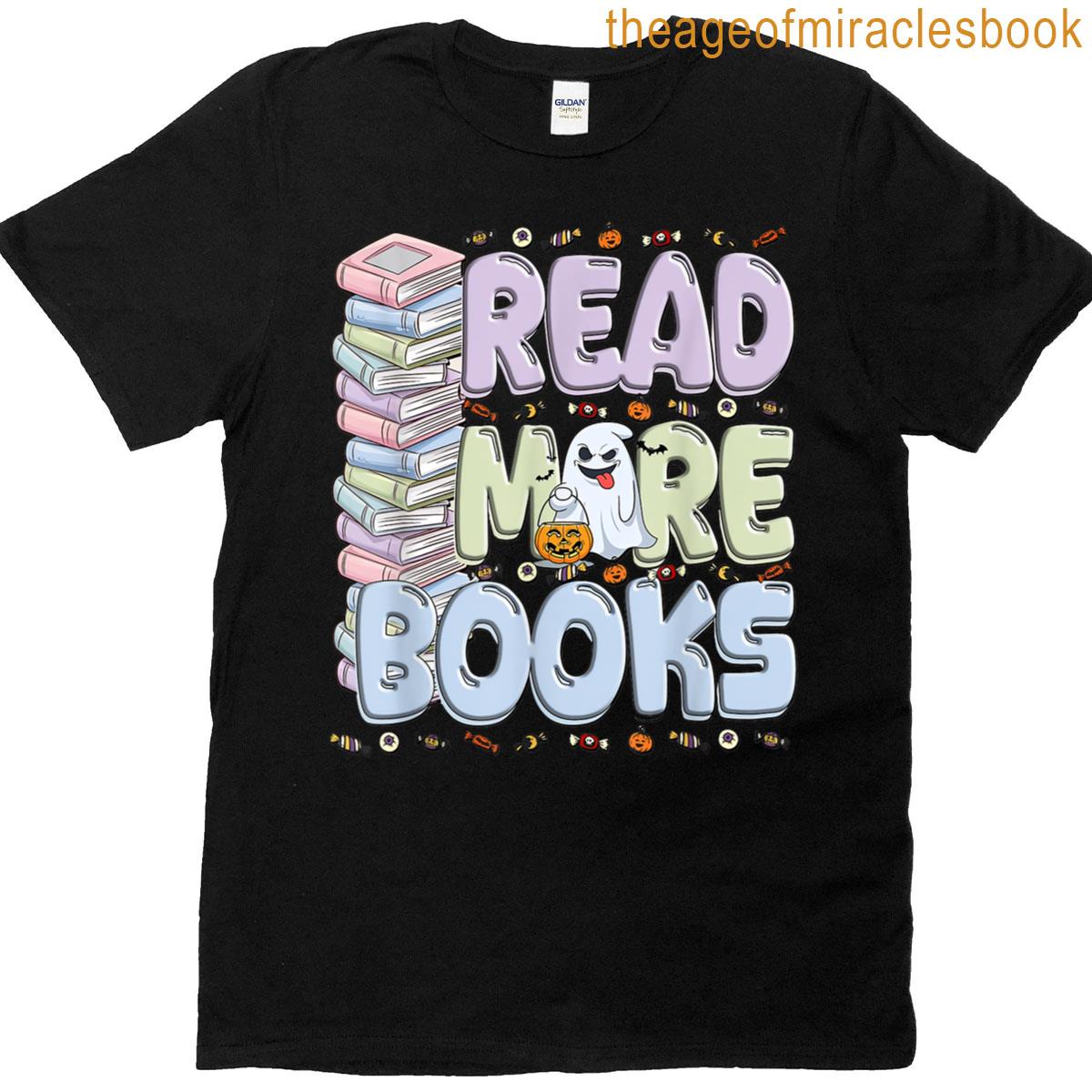 Retro Ghost Reading Books Halloween Ghost Librarian T-shirt