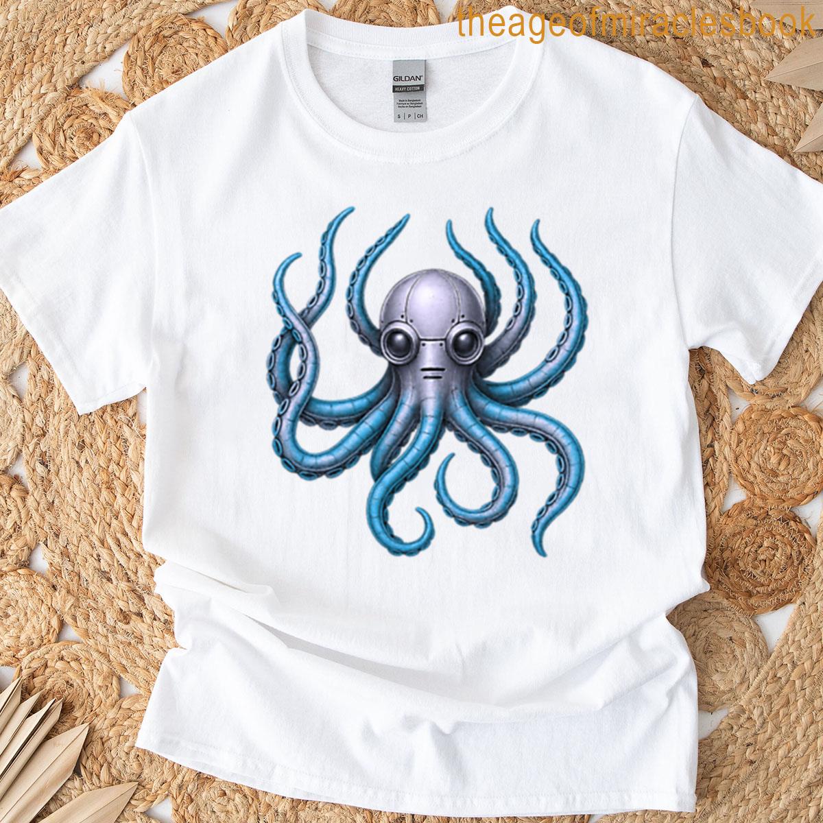Robotic Octapus In Blue T-shirt